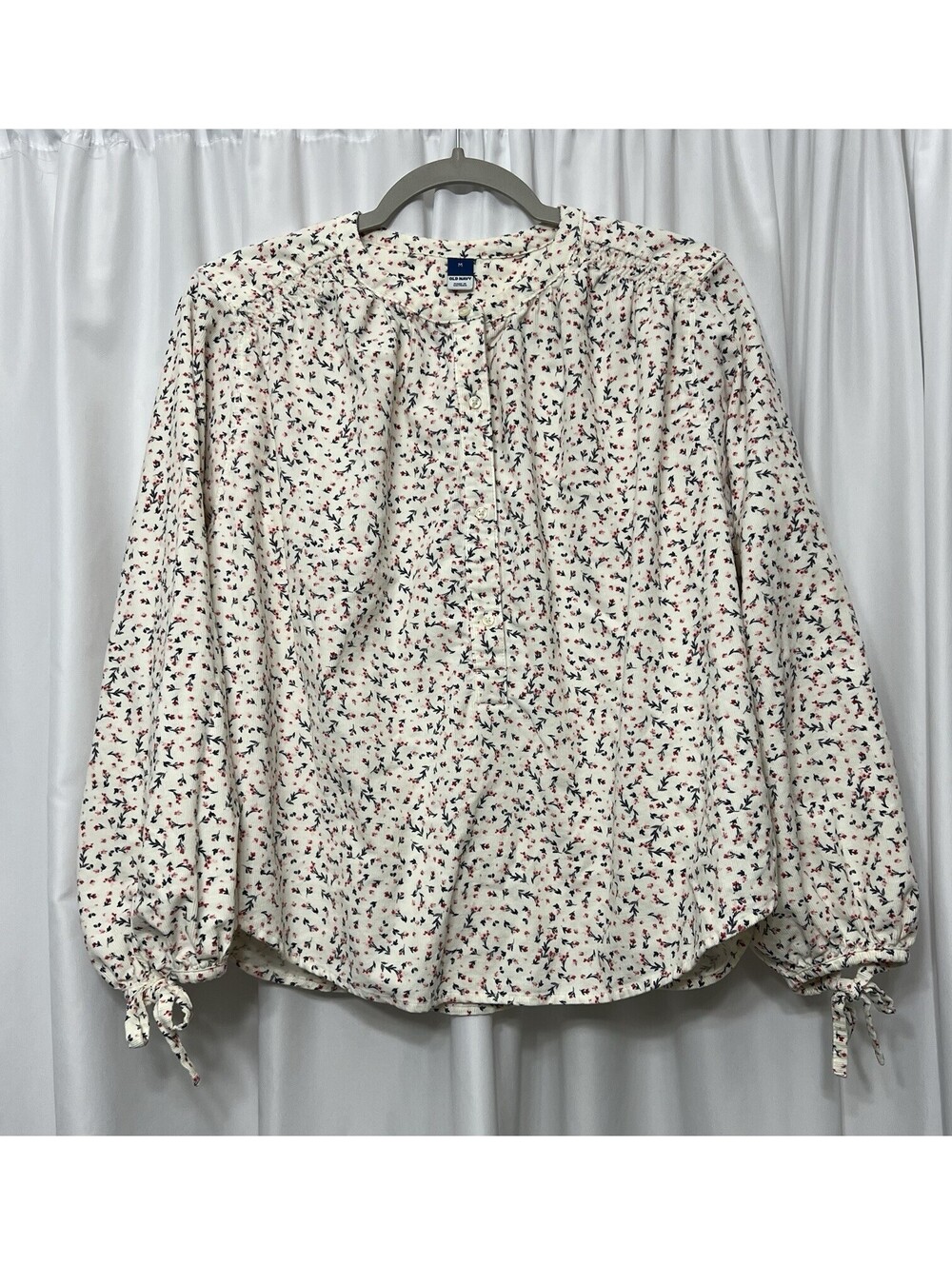 Old Navy Womens Blouse Medium Floral y2k Boho Peasant Prairie Cotton